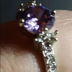 Purple Stone Ring  -Stamped